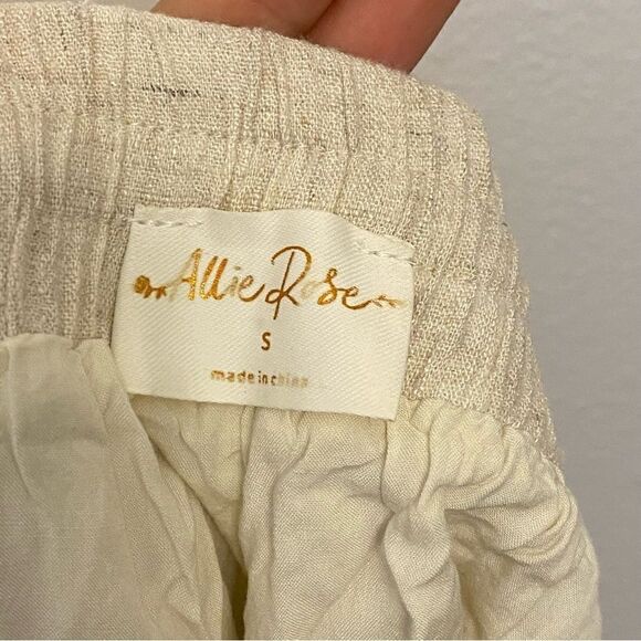 Allie Rose White ivory hi rise Elastic pull on coastal beachy shorts linen S - Picture 12 of 13
